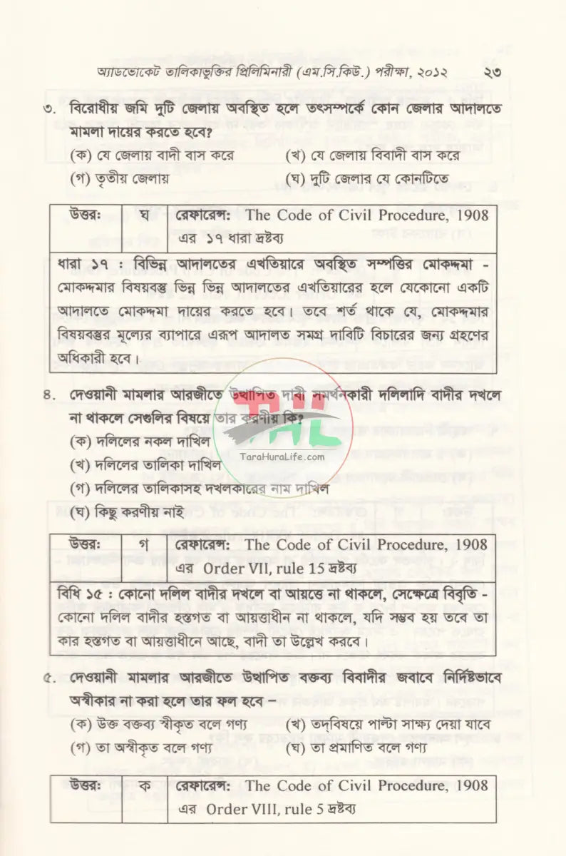 আইনের বিধান MCQ প্রশ্ন ব্যাংক Law Books