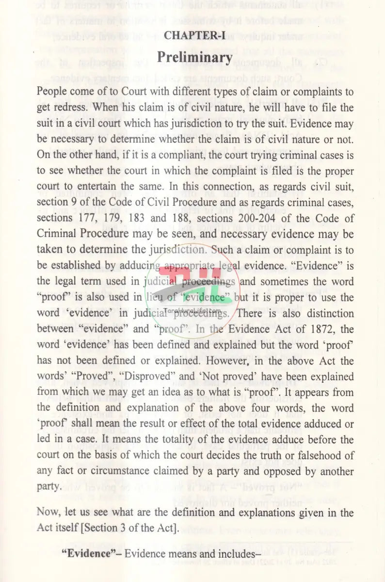 APPLICATION OF EVIDENCE IN DIFFERENT LAWS Law Books