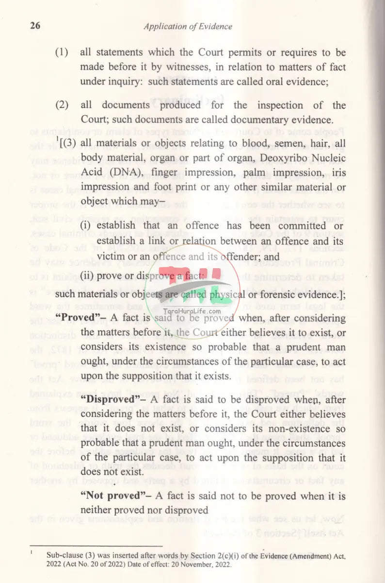 APPLICATION OF EVIDENCE IN DIFFERENT LAWS Law Books