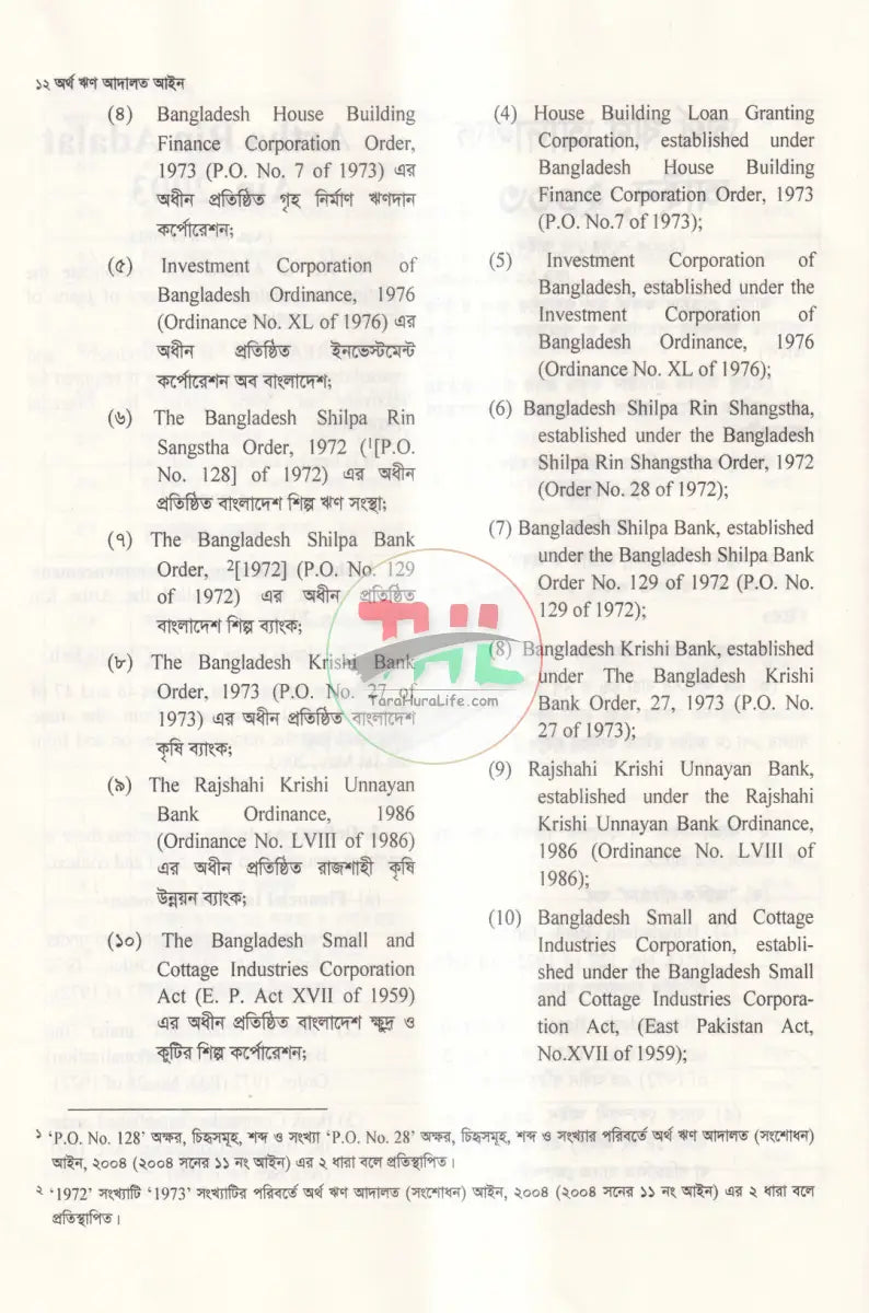 অর্থ ঋণ আদালত আইন Law Books