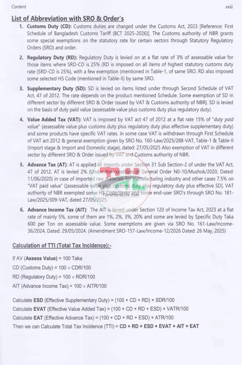 Bangladesh Customs Tariff And solution Fiscal year: 2025 2026 Law Books