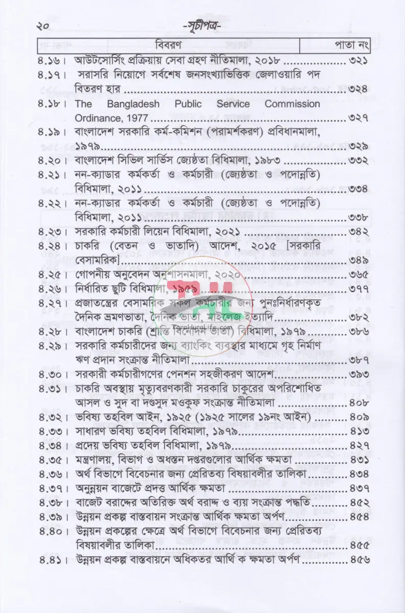 বাংলাদেশ সার্ভিস রুলস (বিএসআর পার্ট-১ ও পার্ট-২) ফান্ডামেন্টাল রূলস (বাংলা পাঠ) এবং প্রজাতন্ত্রের চাকুরীর আইন সংকলন Law