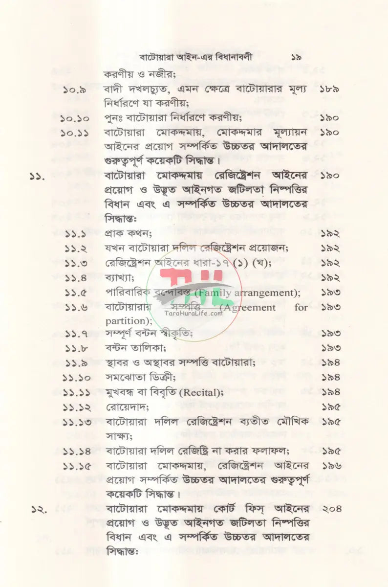 বাটোয়ারা আইন এর বিধানাবলী Law Books