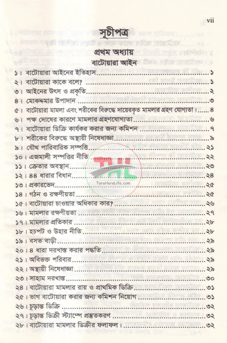 বাটোয়ারা আইনের বিভিন্ন দিক এবং রুলিং অন বাটোয়ারা আইন Law Books