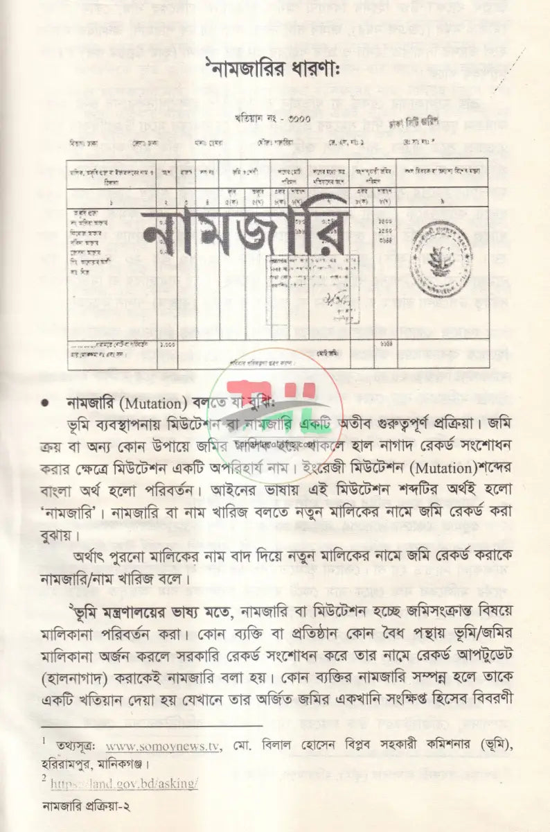 ভূমি ব্যবস্থাপনায় নামজারি প্রক্রিয়া Law Books