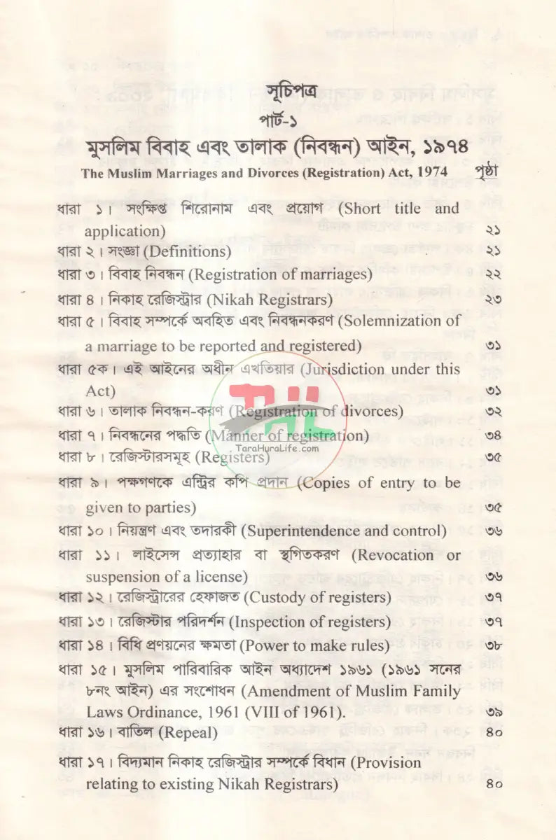 বিবাহ ও তালাক সম্পর্কিত আইন Law Books