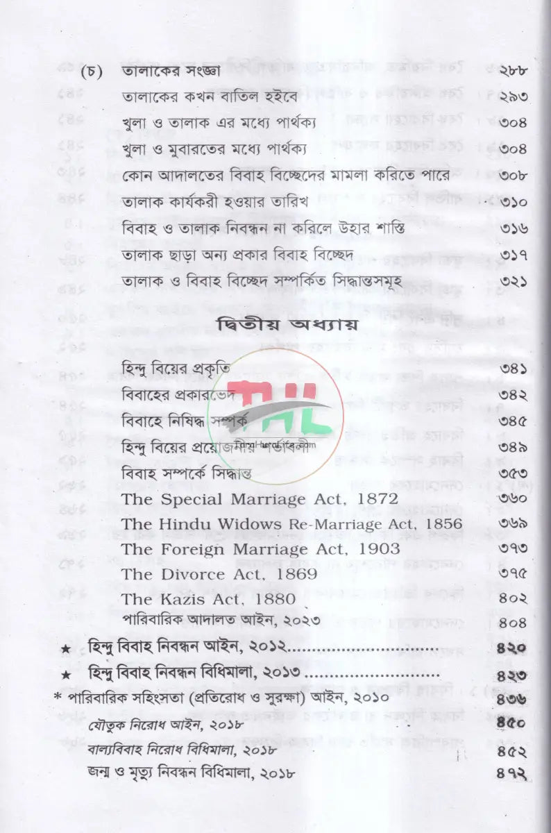 বিবাহ ও তালাক সম্পর্কিত আইন মুসলিম হিন্দু খৃষ্টান Law Books