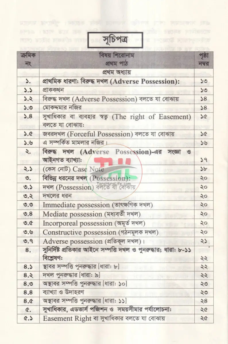 বিরুদ্ধ দখল ও সুখাধিকার আইন ১৮৮২ Law Books