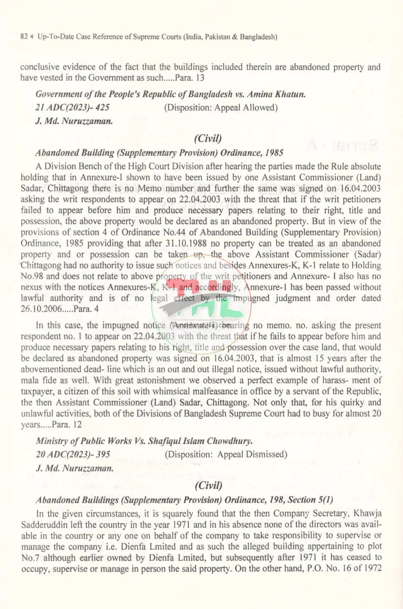 CASE REFERENCE OF SUPREME COURTS INDIA PAKISTAN & BANGLADESH CIVIL CRIMINAL AND WRIT Law Books