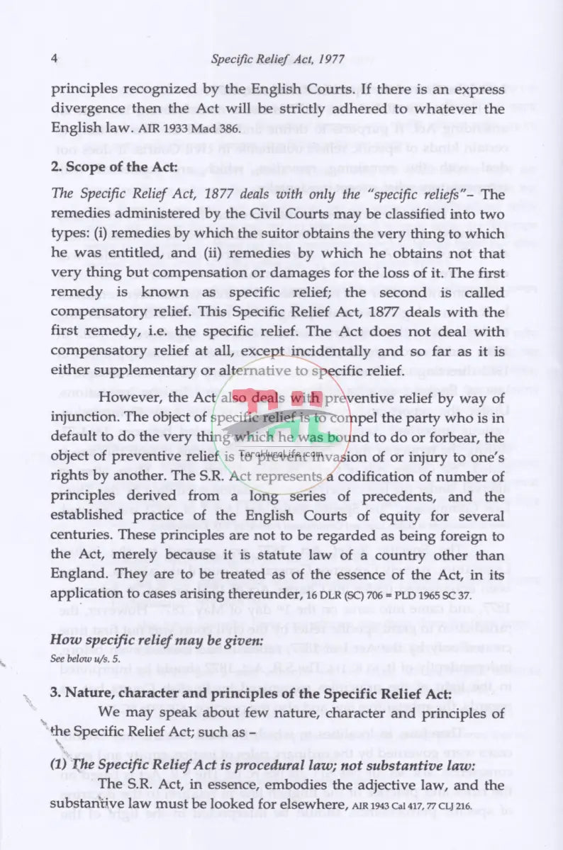 COMMENTARIES ON THE SPECIFIC RELIEF ACT 1877 Law Books