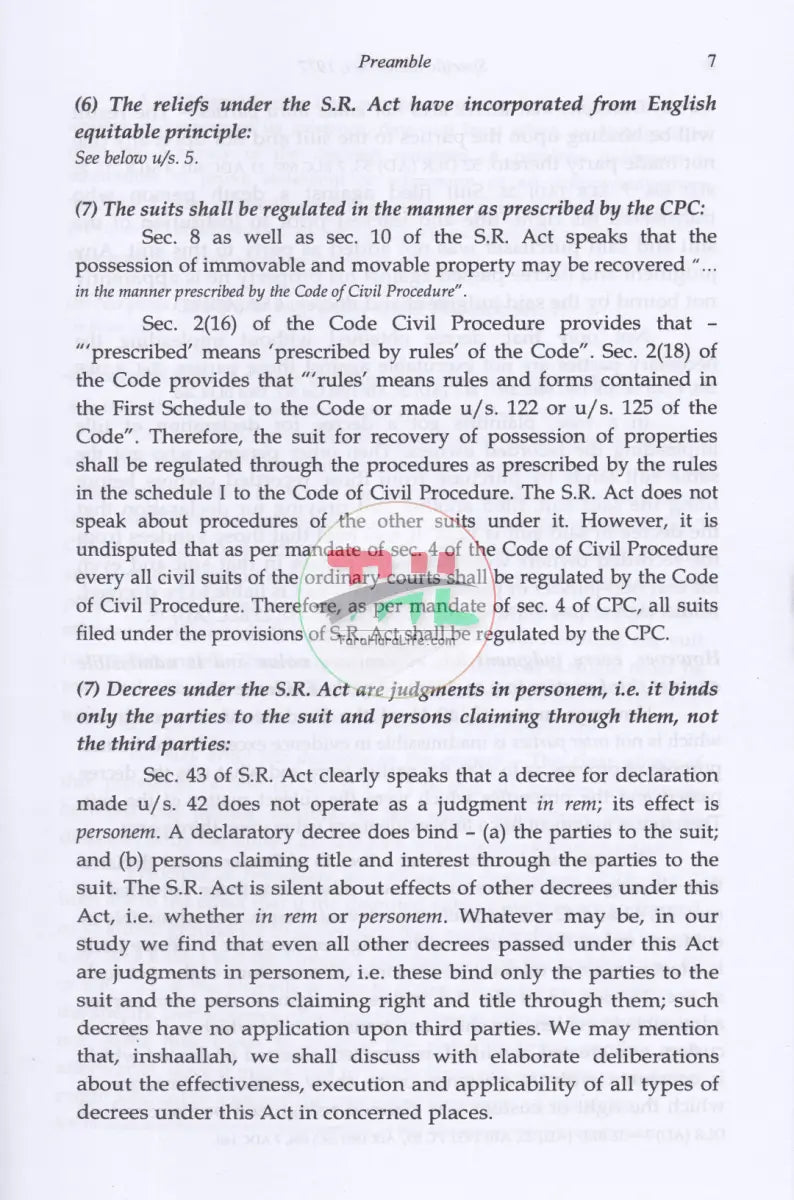 COMMENTARIES ON THE SPECIFIC RELIEF ACT 1877 Law Books