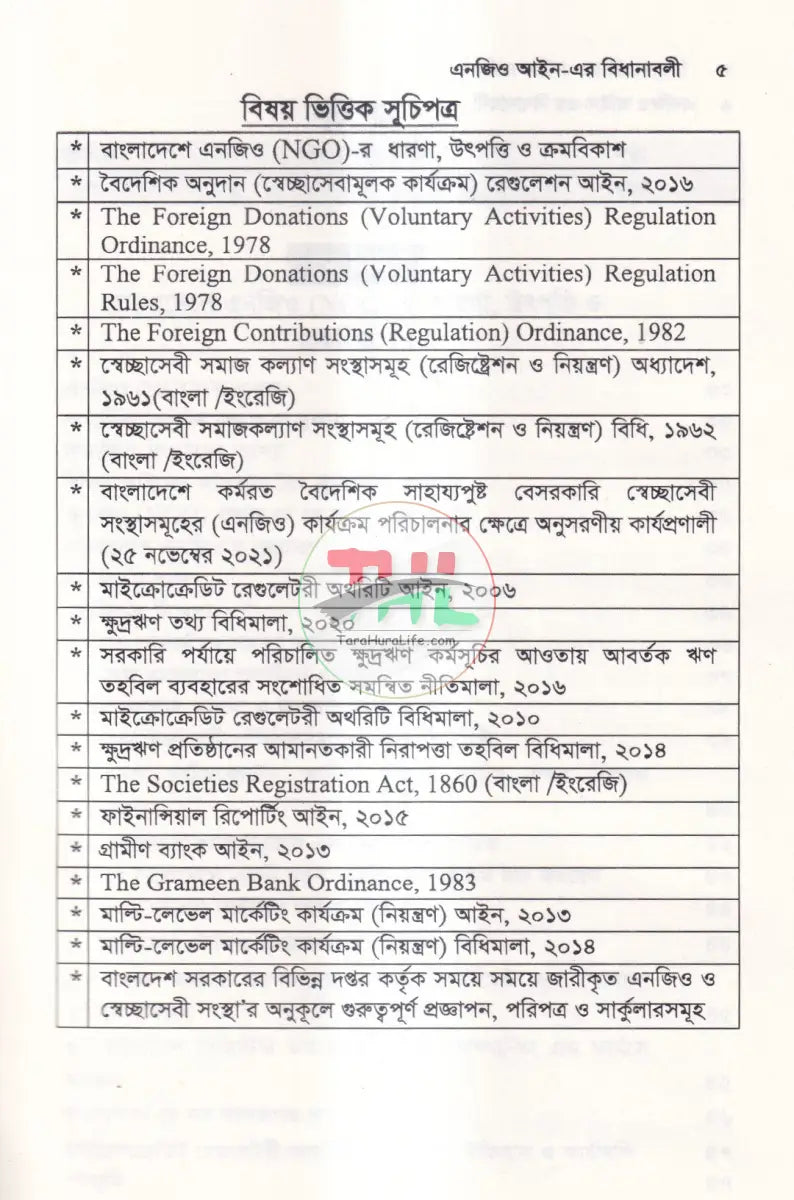 এনজিও আইন এর বিধানাবলী Law Books