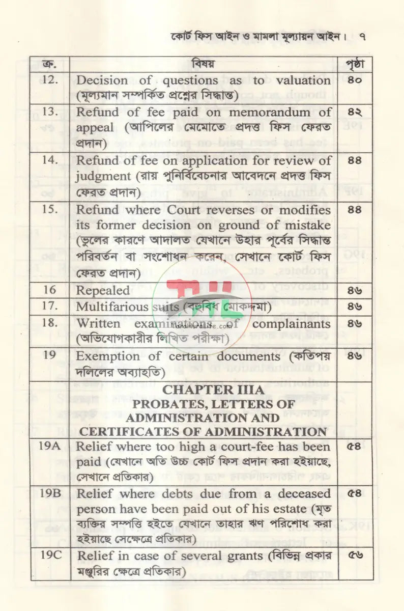 কোর্ট ফিস আইন ও মামলা মূল্যায়ন আইন Law Books