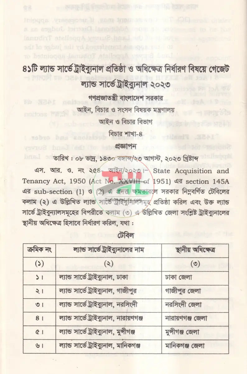 ল্যান্ড সার্ভে ট্রাইব্যুনাল এন্ড ল্যান্ড সার্ভে আপিল ট্রাইব্যুনাল Law Books