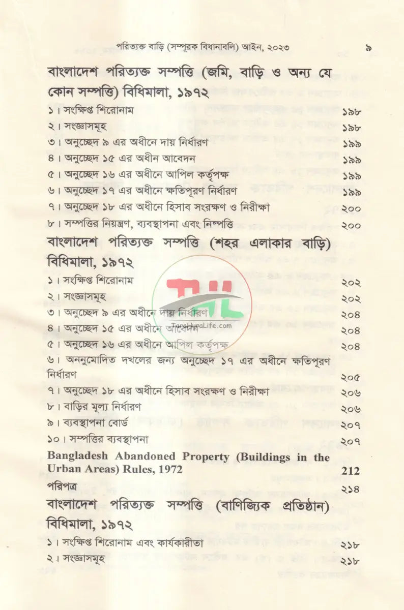 পরিত্যক্ত সম্পত্তি বাড়ি(সম্পূরক বিধানাবলী) Law Books