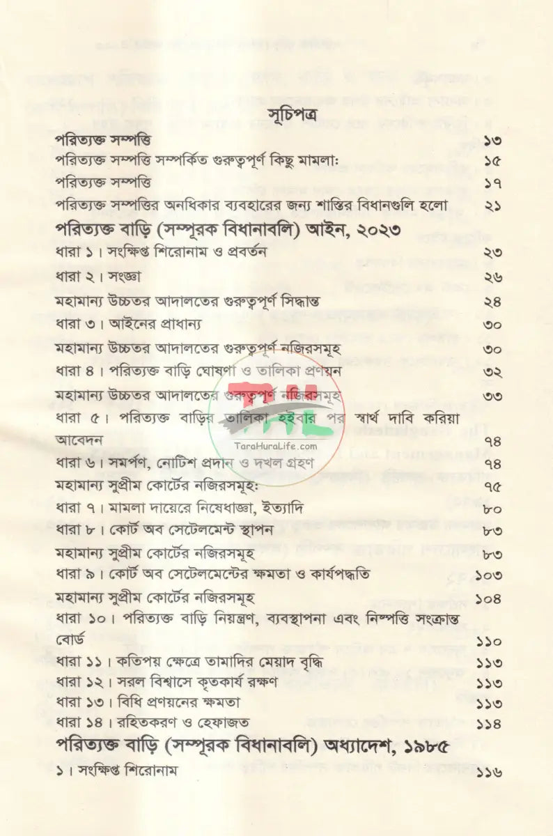 পরিত্যক্ত সম্পত্তি বাড়ি(সম্পূরক বিধানাবলী) Law Books