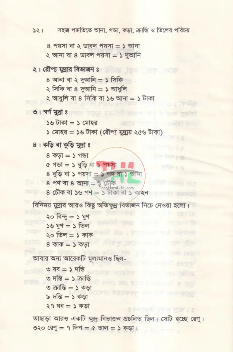 সহজ পদ্ধতিতে আনা,গণ্ডা,কড়া,ক্রান্তি ও তিলের পরিচয় Law Books