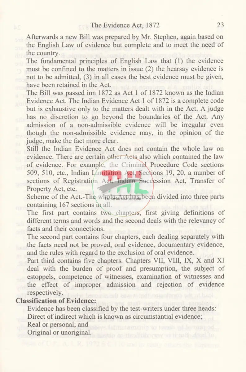 সাক্ষ্য আইন ১৮৭২ Law Books
