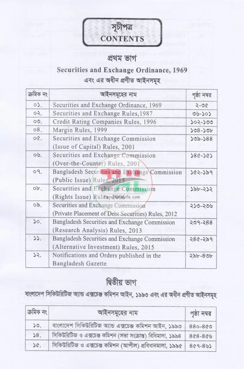 সিকিউরিটিজ সংক্রান্ত অধ্যাদেশ আইন ও বিধি বিধান Law Books