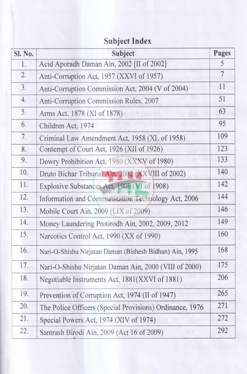 SOME IMPORTANT CRIMINAL LAWS Law Books