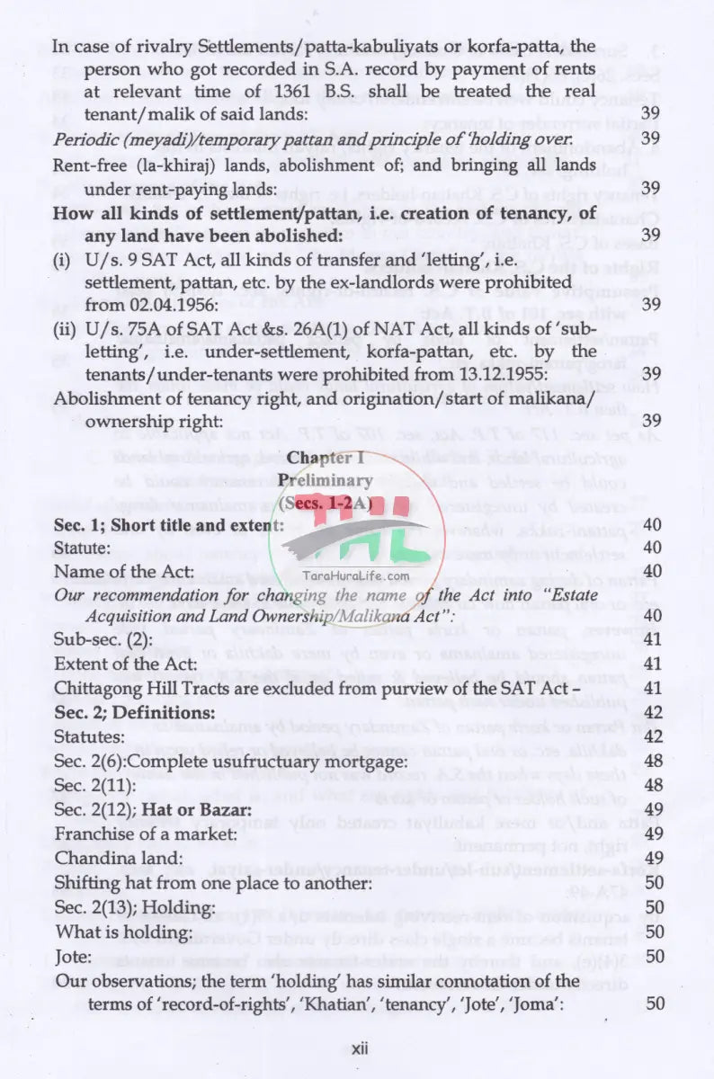 The State Acquisition and Tenancy Act,1950;& Land Survey Tribunal & Appellate Tribunal Law Books