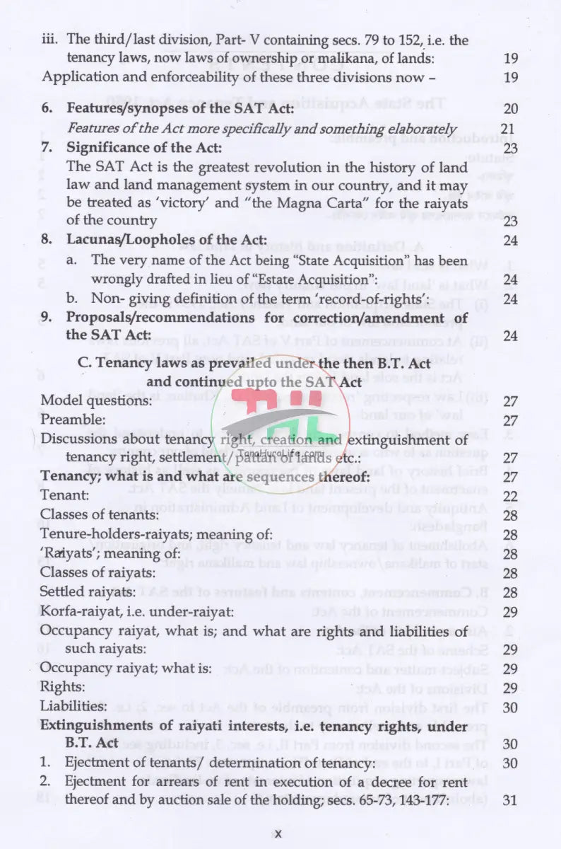 The State Acquisition and Tenancy Act,1950;& Land Survey Tribunal & Appellate Tribunal Law Books