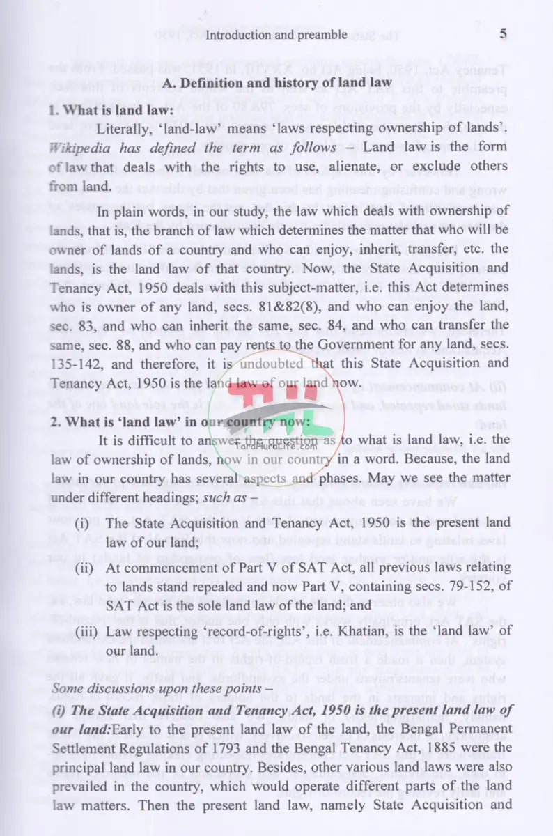 The State Acquisition and Tenancy Act,1950;& Land Survey Tribunal & Appellate Tribunal Law Books