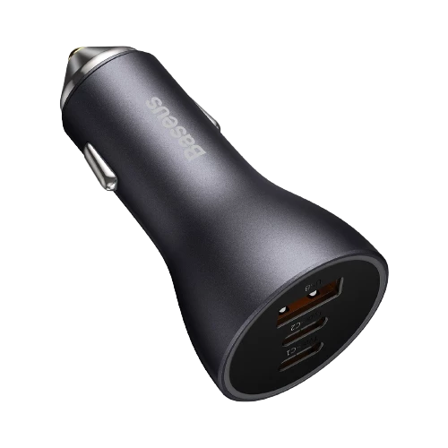 Baseus Car Charger 65W Golden Contactor Pro Triple Fast Charger 1x USB 2x Type-C Dark Gray